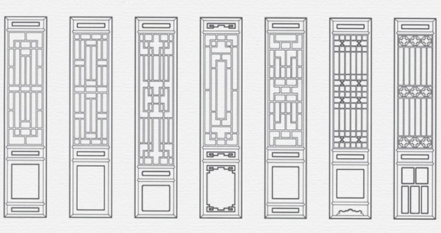 会理常用中式仿古花窗图案隔断设计图