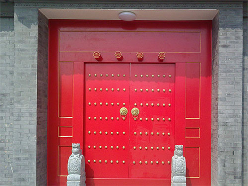 会理中国传统四合院系列朱红色中式木制大门木作